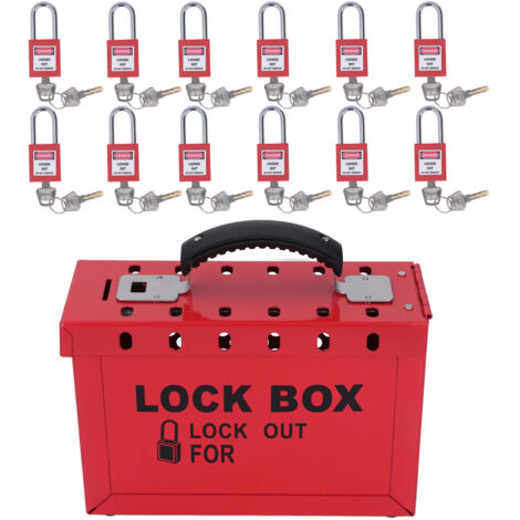Ensemble de cadenas de boîte de consignation, groupe de sécurité Portable avec 12 cadenas de 38mm, 24 clés