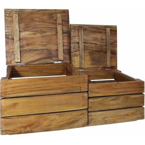 Ensemble de caisse de rangement 2 pcs bois d'acajou massif CFW270290