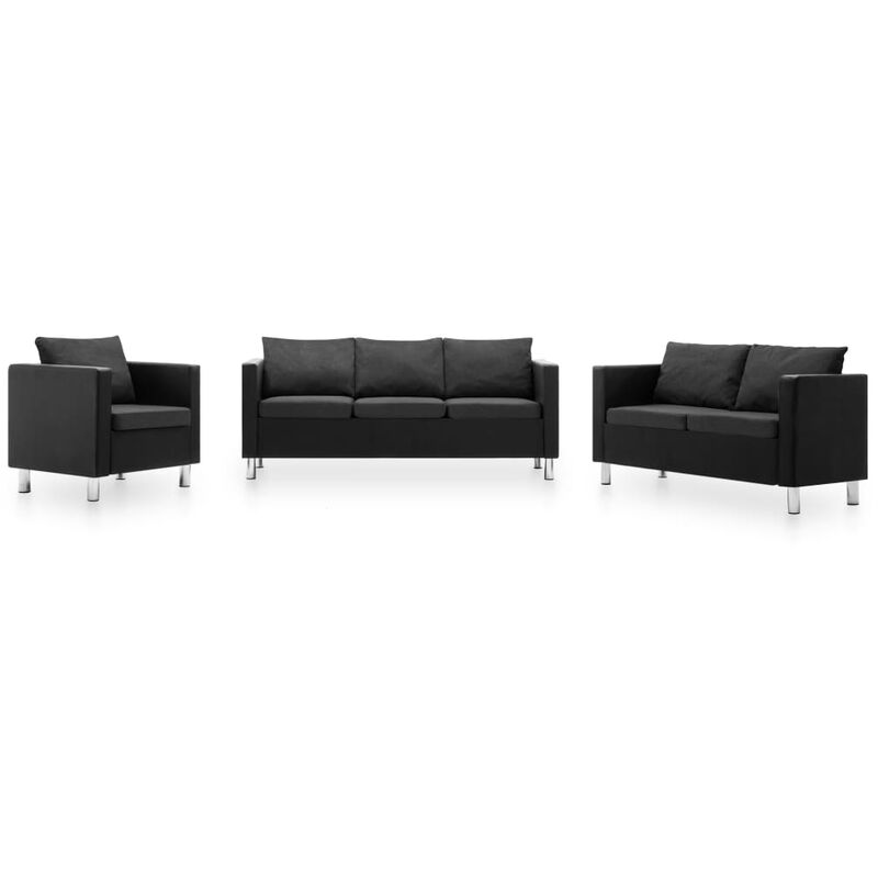Ensemble de Canapé 3 pcs Similicuir Noir et Gris Foncé