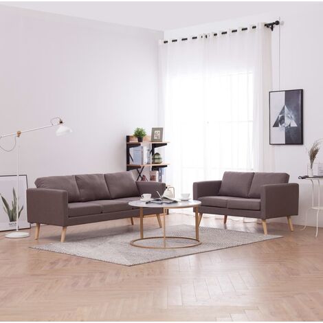 Ensemble de canapé 2 pcs，Banquette Sofa pour Salon Tissu Taupe MEMV809318