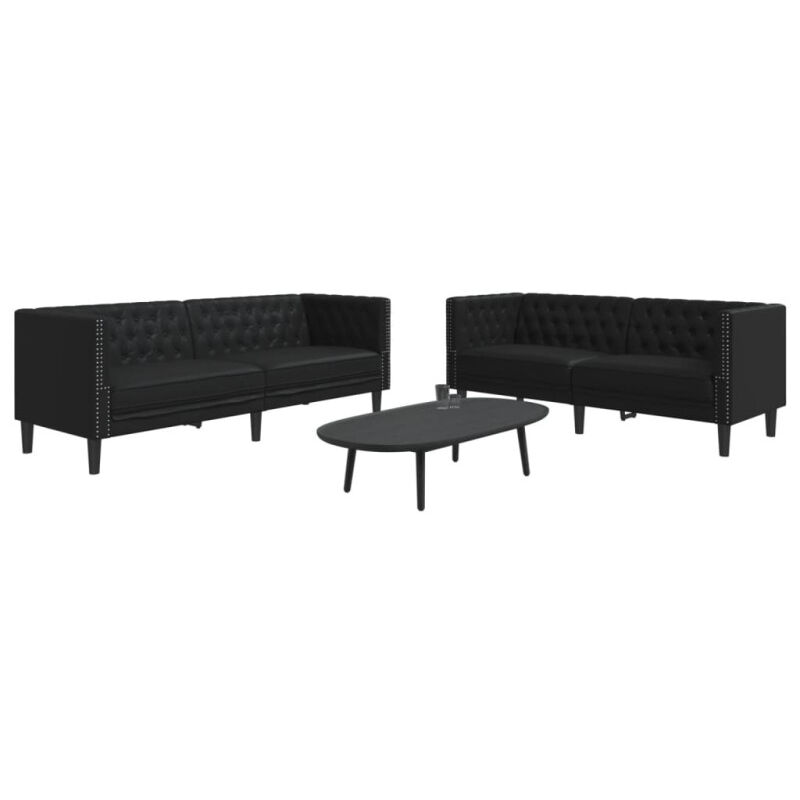 Vidaxl - Ensemble de canapé Chesterfield 2 pcs noir similicuir