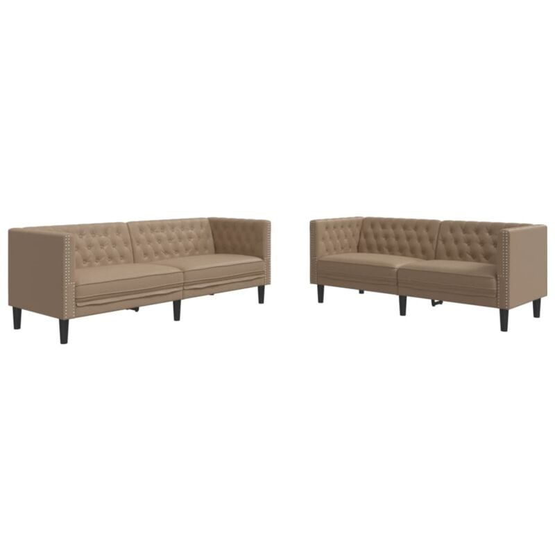 Vidaxl - Ensemble de canapé Chesterfield 2 pcs cappuccino similicuir