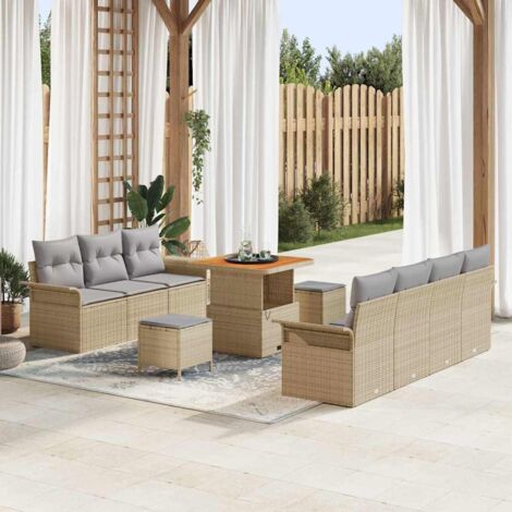 Ensemble de canapé de jardin 10 pcs Beige et Gris clair vidaXL