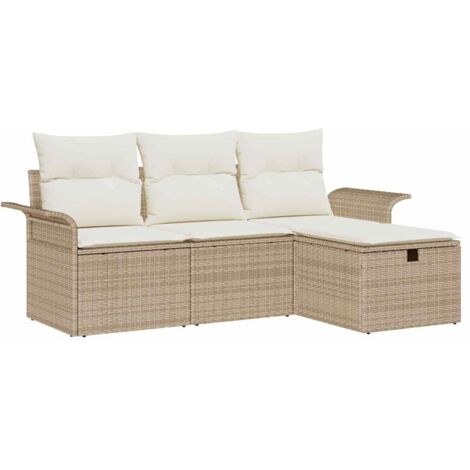 Ensemble de canapé de jardin 4 pcs  Mobilier de jardin Beige Poly rotin