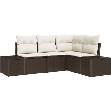 Ensemble de canapé de jardin 4 pcs  Mobilier de jardin Marron polyrotin