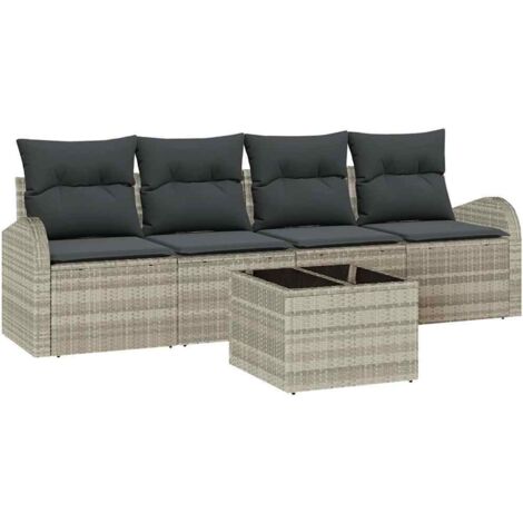 Ensemble de canapé de jardin 5 pcs，Canapé d'extérieur，Sofa de jardin Gris clair 55 x 55 x 37 cm CFW303455