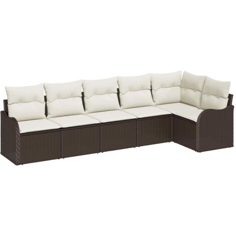 Ensemble de canapé de jardin 6 pcs  Mobilier de jardin Marron polyrotin