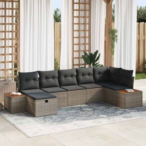 Ensemble de canapé de jardin 7 pcs Gris Poly rotin vidaXL