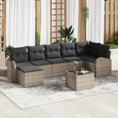 Ensemble de canapé de jardin 8 pcs Gris Poly rotin vidaXL