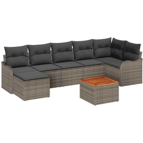 Ensemble de canapé de jardin 8 pcs Gris vidaXL