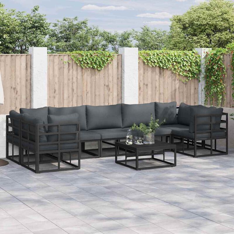 Vidaxl - Ensemble de canapé de jardin 8 pcs Noir Aluminium