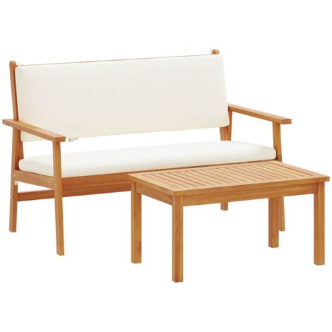 Ensemble de canapé de jardin avec coussin 2 pcs  Mobilier de jardin Blanc crème