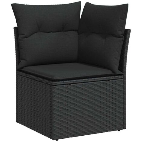 Ensemble de canapé de jardin avec coussin 9 pcs Noir vidaXL