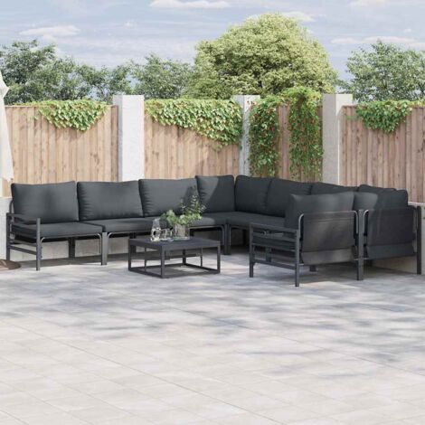 Ensemble de canapé de jardin avec coussin Anthracite Acier vidaXL