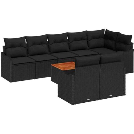 Ensemble de canapé de jardin avec stockage 9 pcs  Mobilier de jardin Noir polyrotin