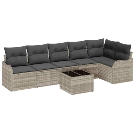 Ensemble de canapé de jardin Gris clair polyrotin