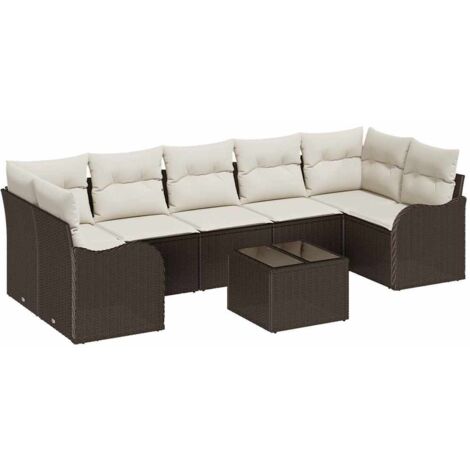 Ensemble de canapé de jardin Marron 55 x 55 x 37 cm polyrotin