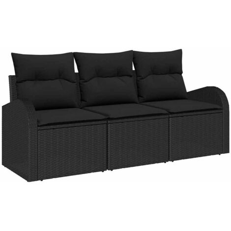 Ensemble de canapé de jardin Noir polyrotin