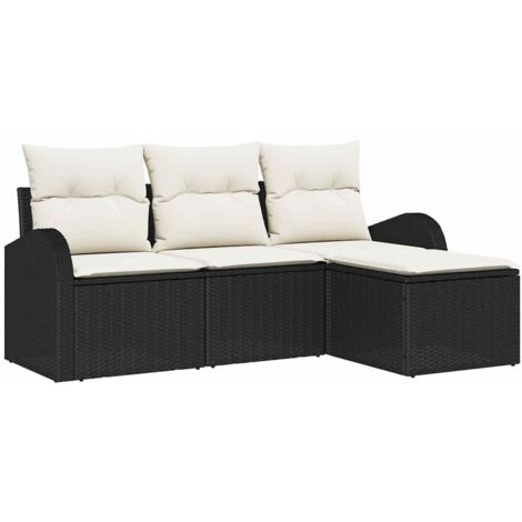 Ensemble de canapé de jardin Noir polyrotin