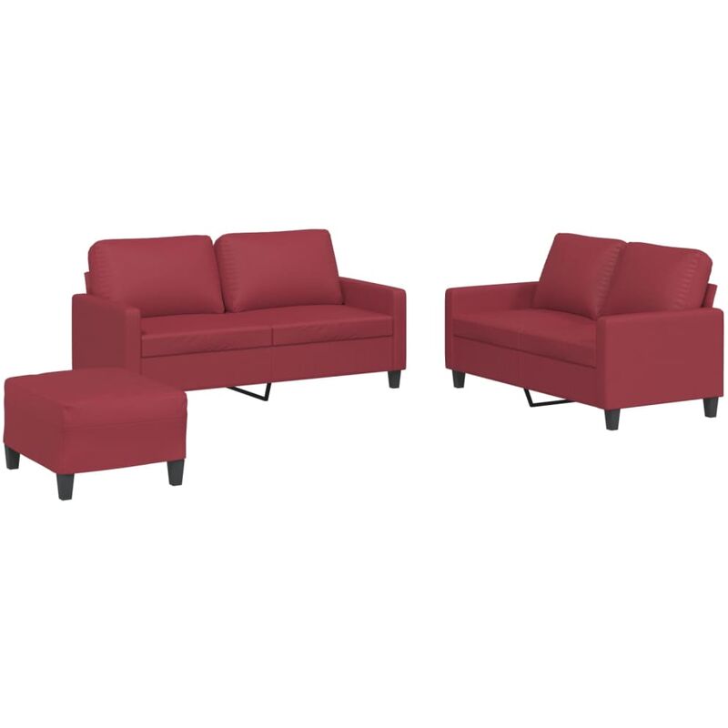 Vidaxl - Ensemble de canapés 3 pcs et coussins Rouge bordeaux Similicuir