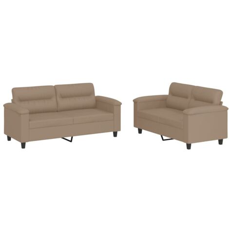 Ensemble de canapés 2 pcs avec coussins Cappuccino Similicuir vidaXL