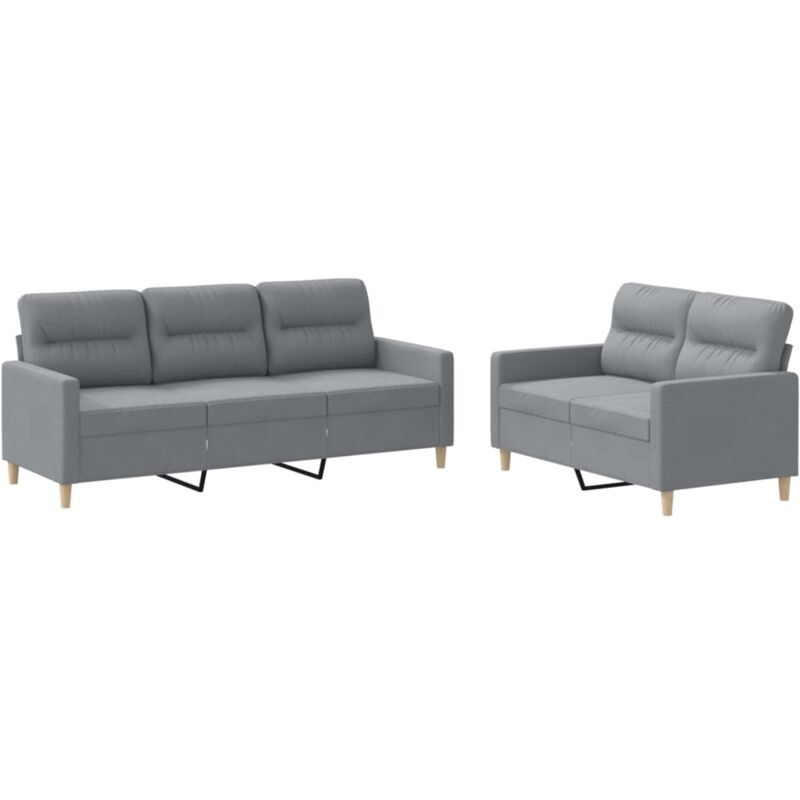 Vidaxl - Ensemble de canapés 2 pcs avec coussins Gris clair Tissu