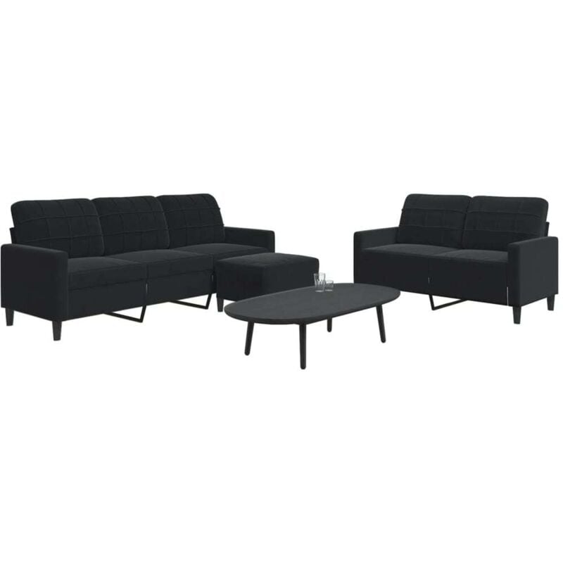 Vidaxl - Ensemble de canapés 3 pcs avec coussins Noir Velours