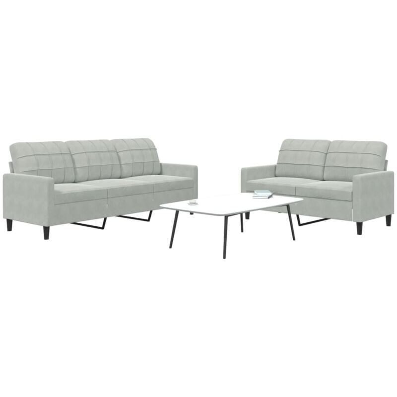 Vidaxl - Ensemble de canapés 2 pcs avec coussins Gris clair Velours