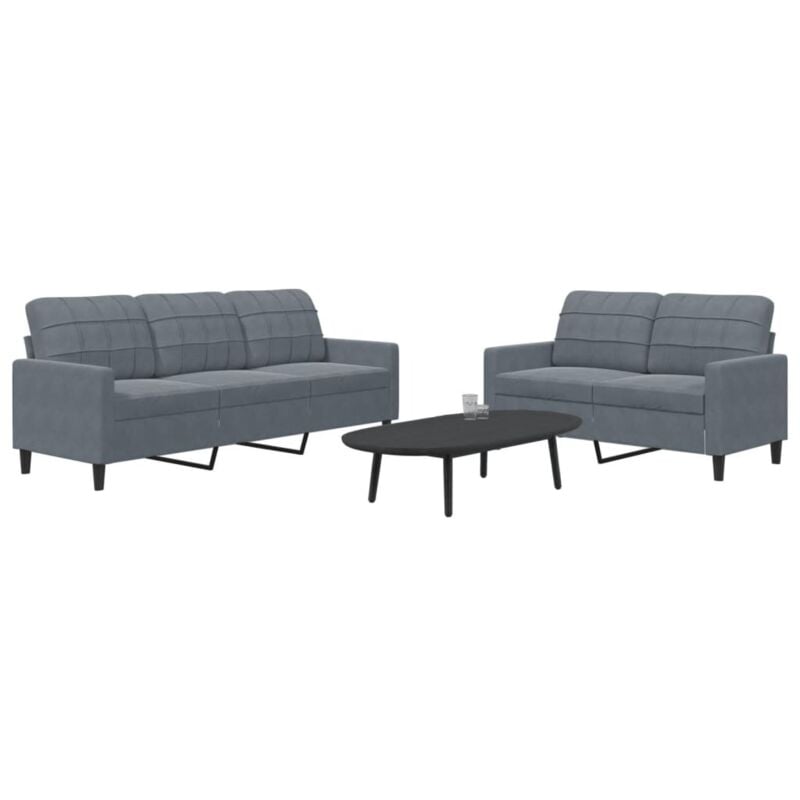 Vidaxl - Ensemble de canapés 2 pcs avec coussins Gris foncé Velours