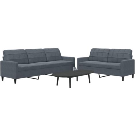 Ensemble de canapés 2 pcs avec coussins Gris foncé Velours vidaXL