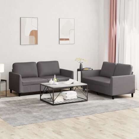 Ensemble de canapés 2 pcs avec coussins Gris Similicuir vidaXL