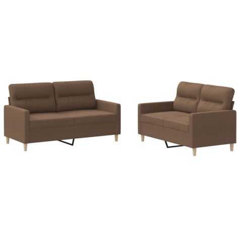 Ensemble de canapés 2 pcs avec coussins Marron Tissu vidaXL