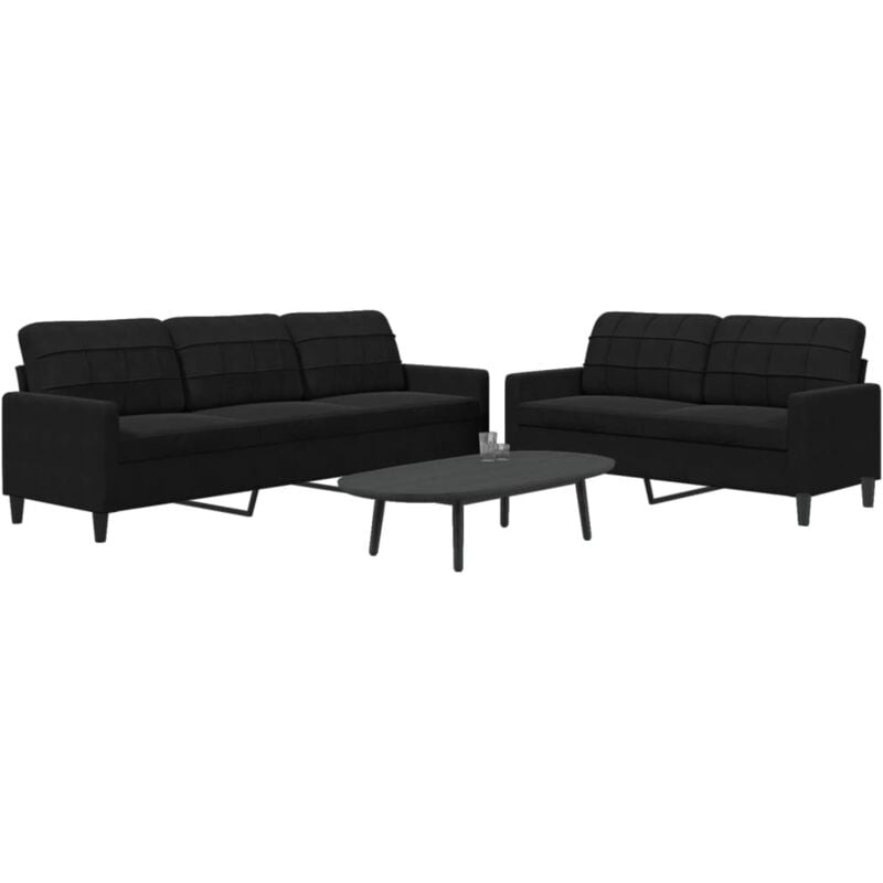 Vidaxl - Ensemble de canapés 2 pcs avec coussins Noir Velours