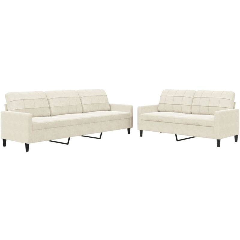 Vidaxl - Ensemble de canapés 2 pcs avec coussins Crème Velours