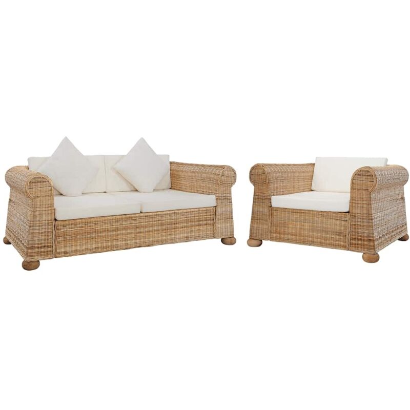 Vidaxl - Ensemble de canapés avec coussins 2 pcs rotin naturel