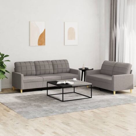 Ensemble de canapés 2 pcs, Canapés droit, Banquettes Sofa de Salon avec coussins Taupe Tissu KEF360079 DESIGN IN
