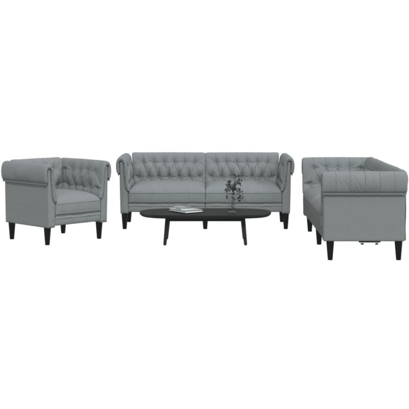 vidaXL Ensemble de canapés 3 pcs gris clair tissu