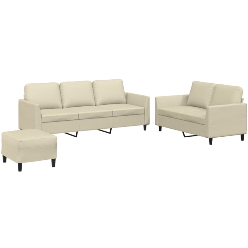 Vidaxl - Ensemble de canapés 3 pcs avec coussins Crème Similicuir