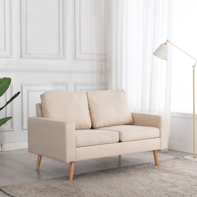 sofa 2 setat avec conception rétro en tissu disponible en différentes couleurs couleur : crème