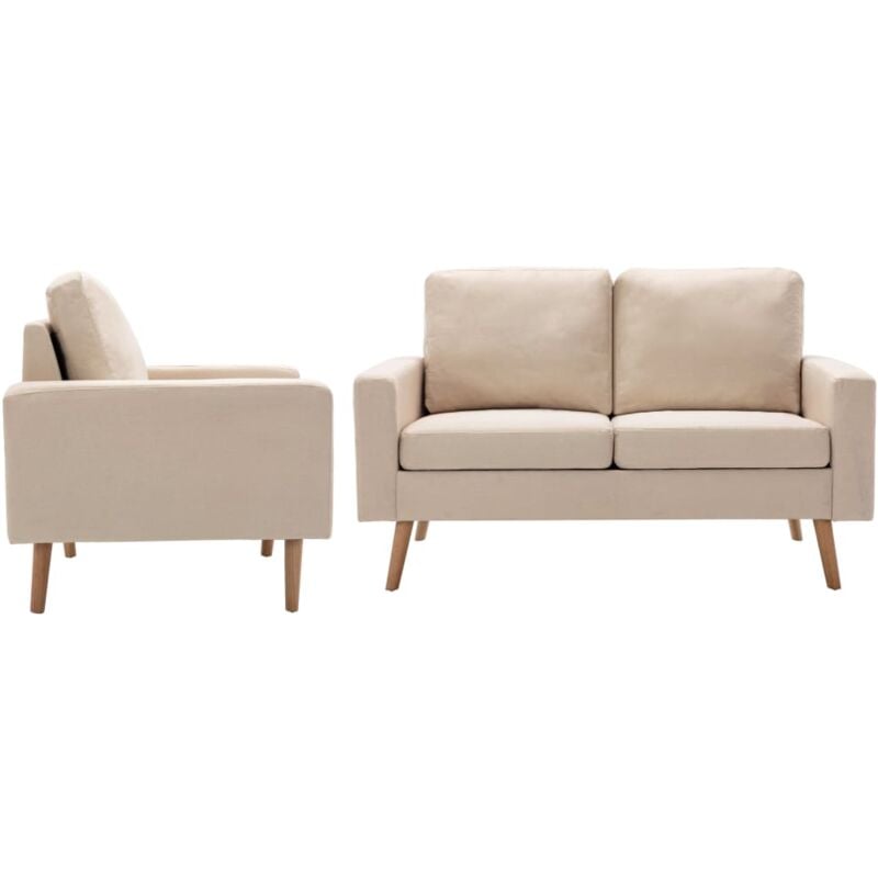 Vidaxl - Ensemble de canapés 2 pcs Tissu Crème