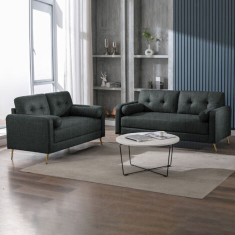 Ensemble de canapés 3+2 places en microfibre anthracite - GLIMAR