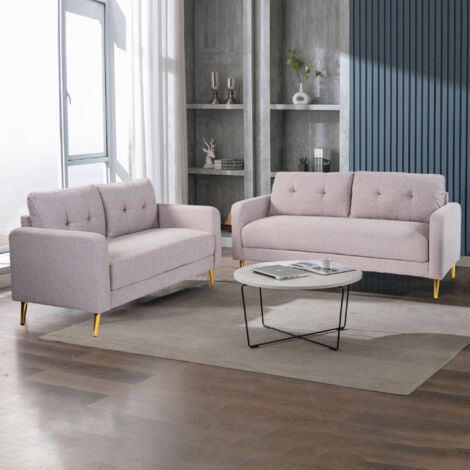 Ensemble de canapés 3+2 places en microfibre gris clair - GLIMAR