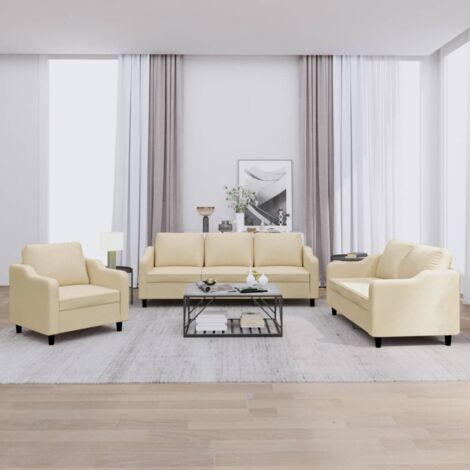 Ensemble de canapés 3 pcs avec coussins Crème Tissu vidaXL