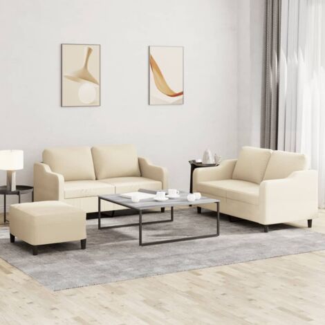 Ensemble de canapés 3 pcs avec coussins Crème Tissu vidaXL
