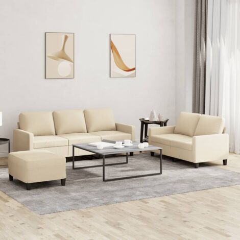 Ensemble de canapés 3 pcs avec coussins Crème Tissu vidaXL