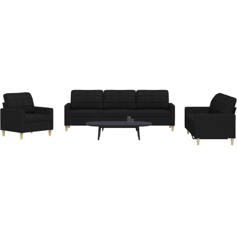 Vidaxl - Ensemble de canapés 3 pcs noir tissu