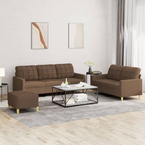 Ensemble de canapés 3 pcs avec coussins Marron Tissu vidaXL