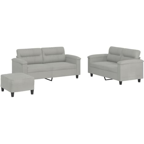Ensemble de canapés 3 pcs coussins gris clair tissu microfibre vidaXL