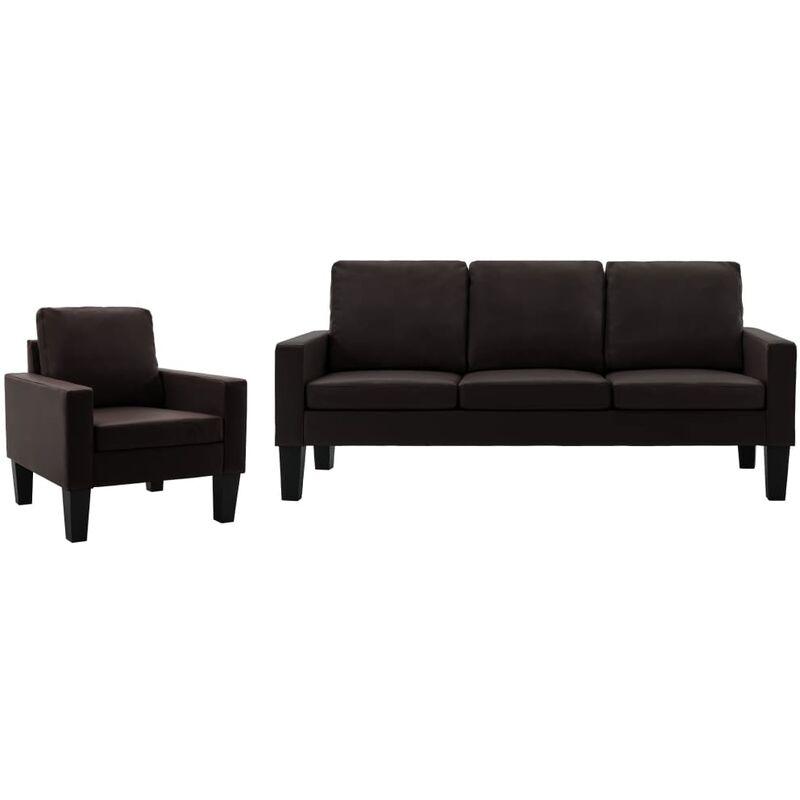 Ensemble de Canapés Similicuir Marron 2 pcs Modèle 2