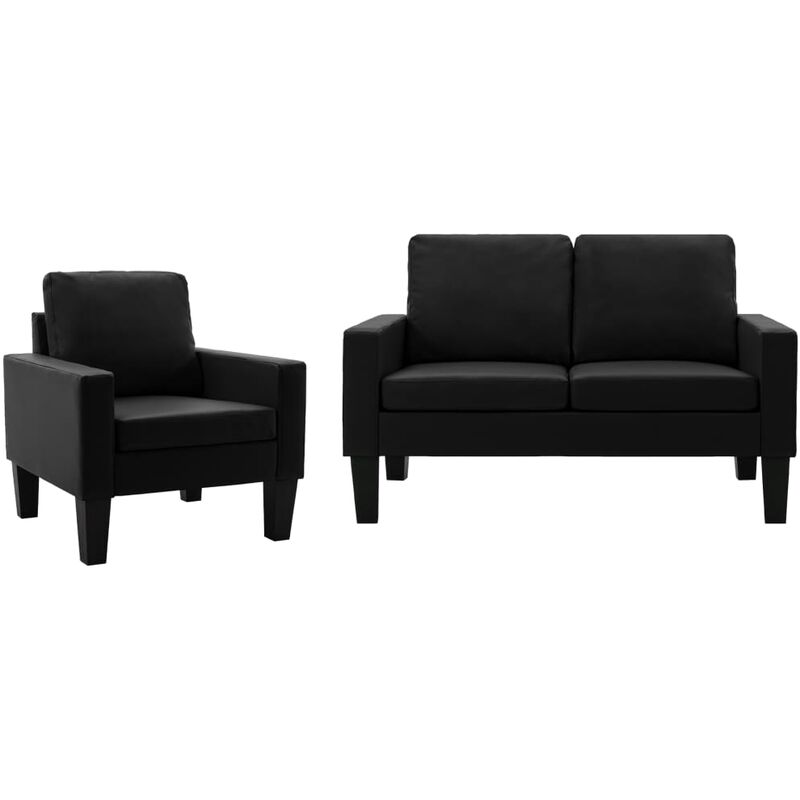 Ensemble de Canapés Similicuir Noir 2 pcs Modèle 1